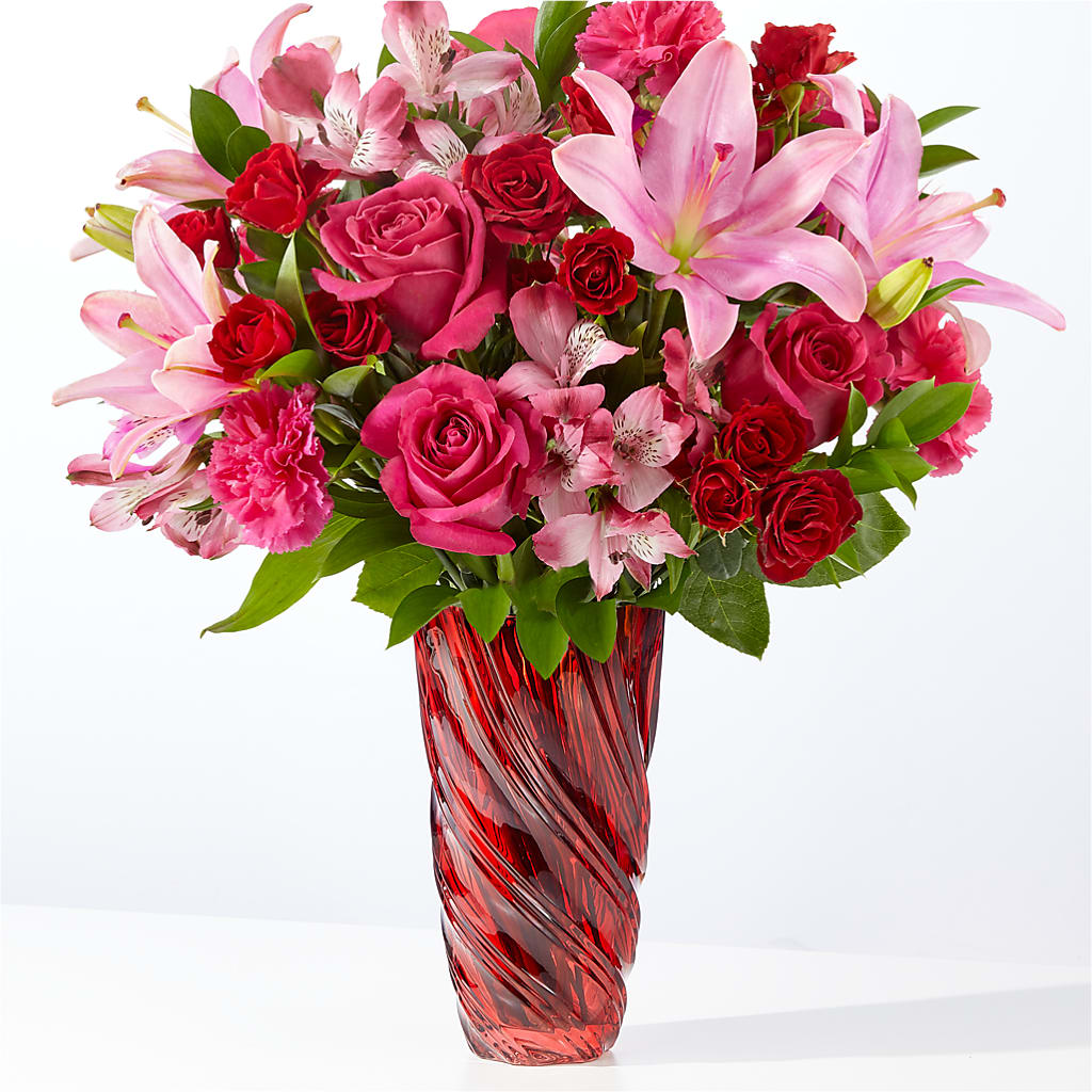 In Love Bouquet with Luxe Swirl Vase – Flajes Flowers, Nutley NJ