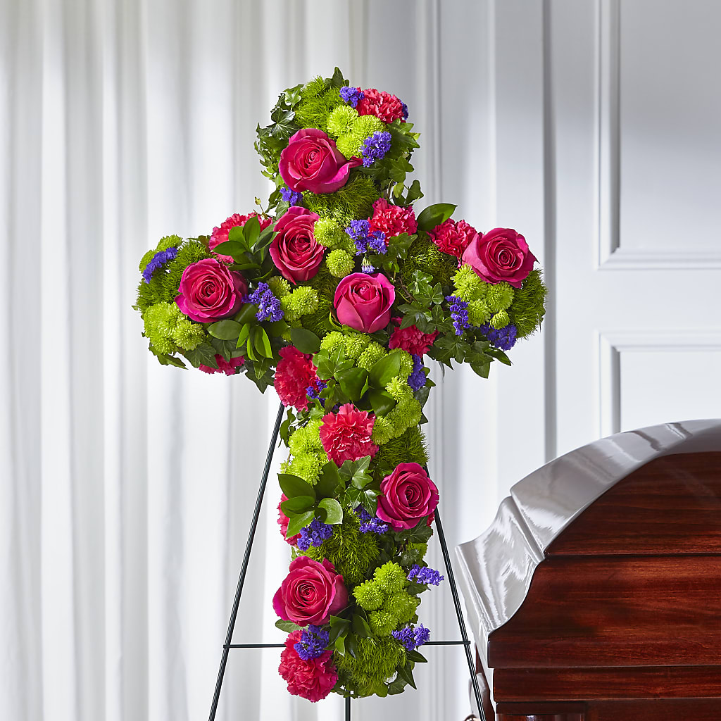 Tribute Rose Floral Cross – Flajes Flowers, Nutley NJ
