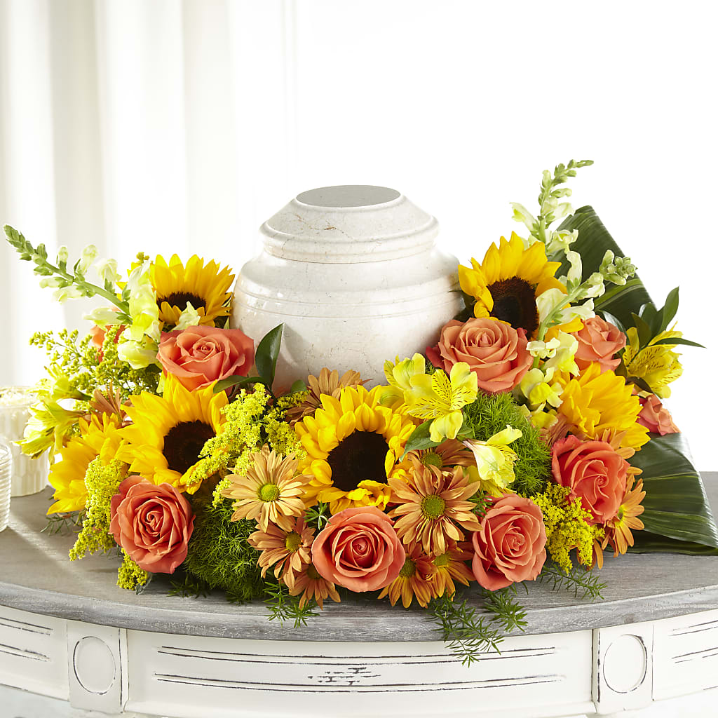 Faithful Sunflower Cremation Adornment – Flajes Flowers, Nutley NJ