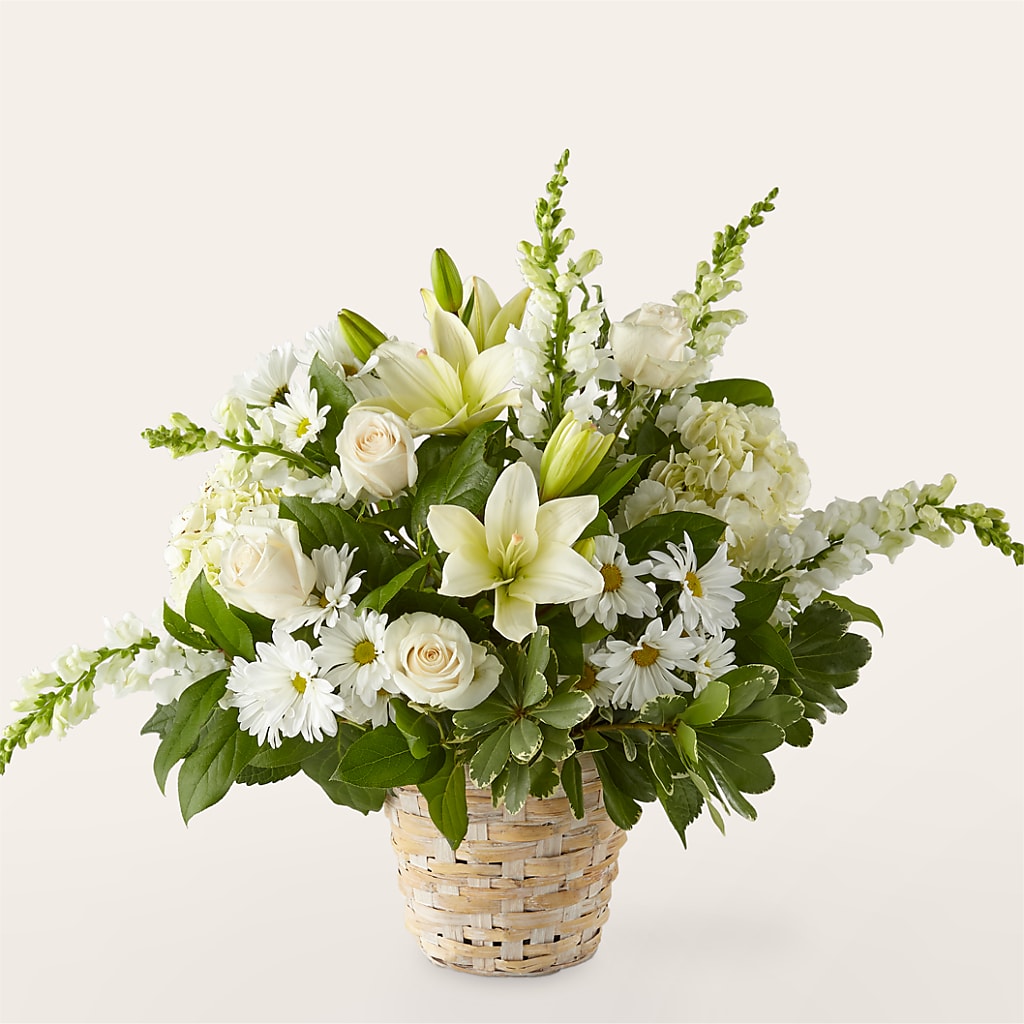 Ivory Elegance Floral Basket – Flajes Flowers, Nutley NJ