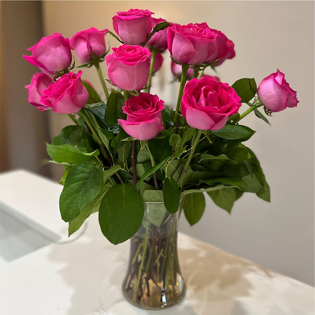 Long Stem Pink Rose Bouquet –  Flajes Flowers, Nutley NJ