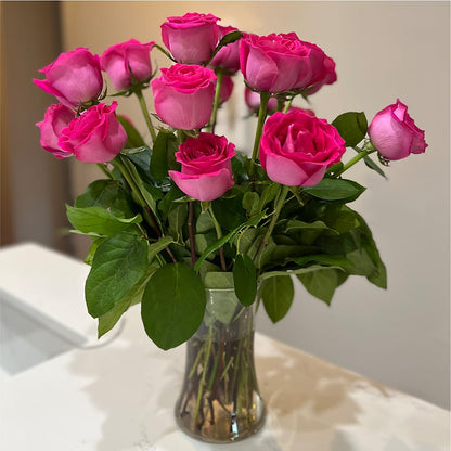 Long Stem Pink Rose Bouquet –  Flajes Flowers, Nutley NJ