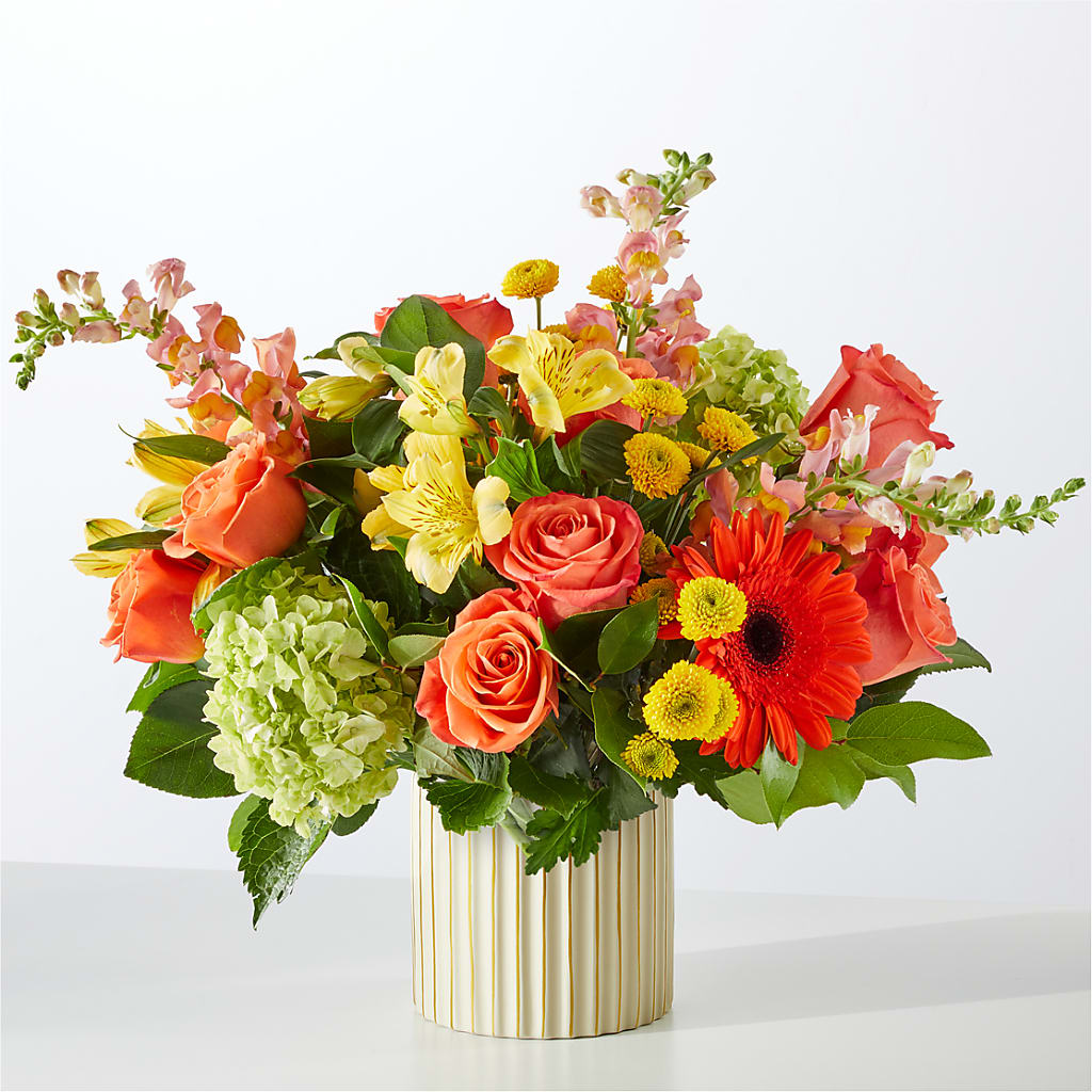Autumn Sunshine Bouquet with Ivory Vase –  Flajes Flowers, Nutley NJ